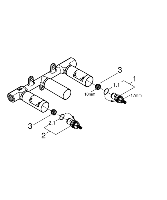 Valva lavoar Grohe 29025002, 1/2 diametru alimentare, 1/2 diametru iesire, 1 nr iesiri, 2 nr intrari, alama [7]