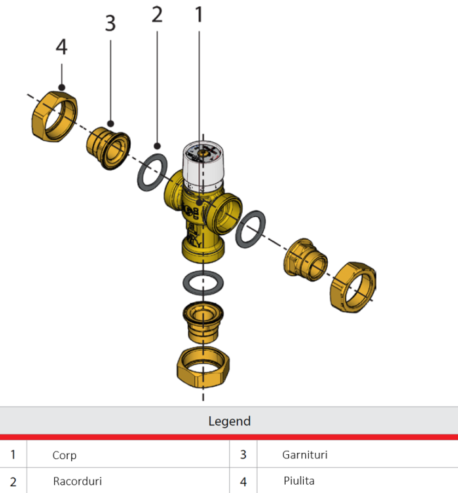 Valva termostatica Giacomini R156Y224, 1" - 3/4”, filet interior / exterior, alama, 30–65 °C, functie anti-oparire, pentru instalatii de apa calda menajera [2]
