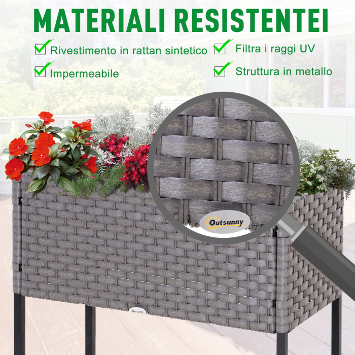  vas de flori, cu raft, 70x30x72cm, gri [6]