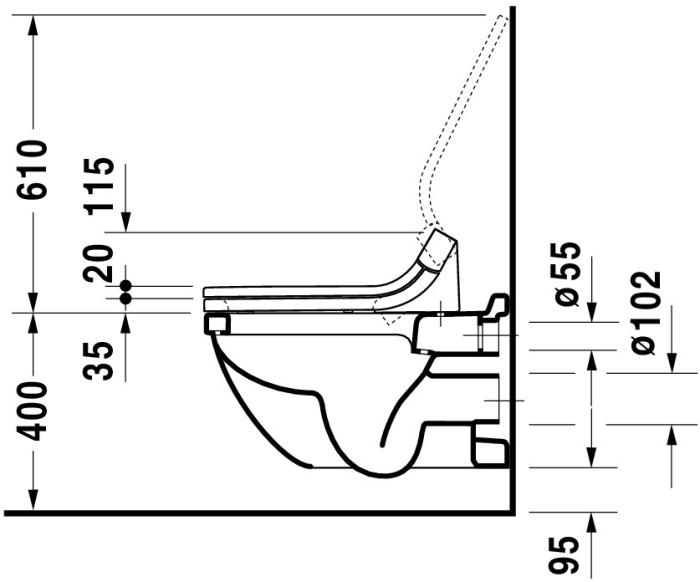 Vas WC Duravit 2226090000, Starck 3, montaj suspendat, tip clatire jet de apa, tip evacuare orizontala, alb [9]