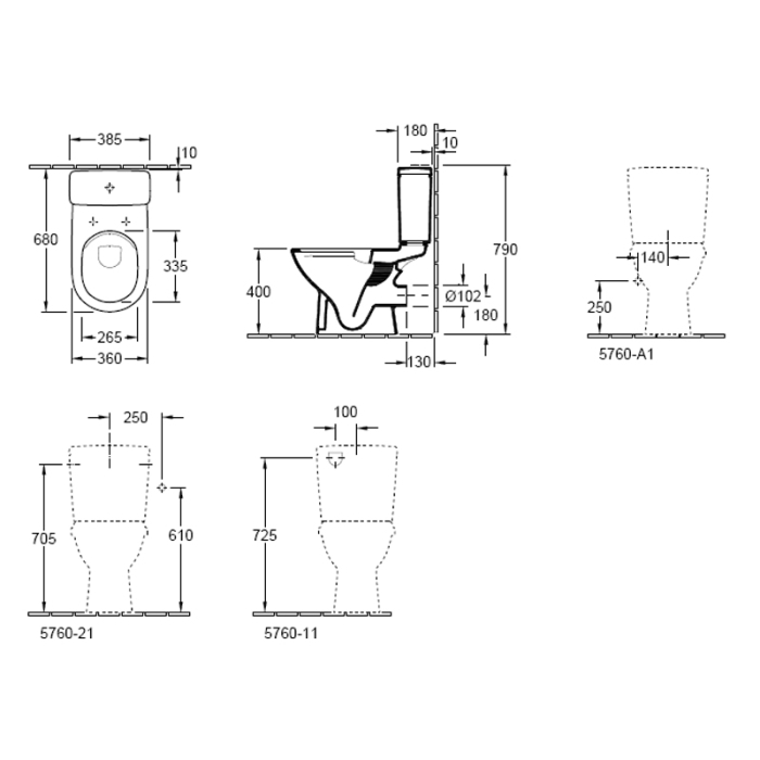 Vas WC monobloc stativ Villeroy & Boch, O.Novo, rotund, direct flush, alb alpin [2]