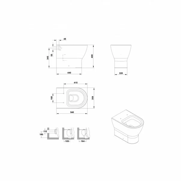 Vas WC pe pardoseala BTW Gala Emma Rounded alb lucios [3]