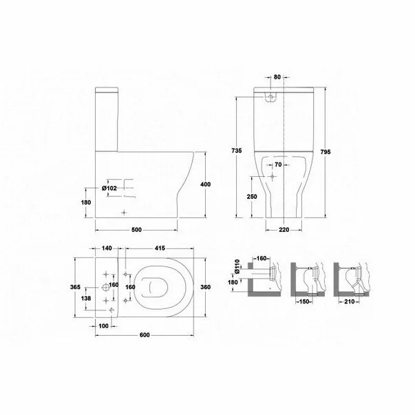Vas WC pe pardoseala Gala Emma Rounded Rimless BTW alb lucios [2]