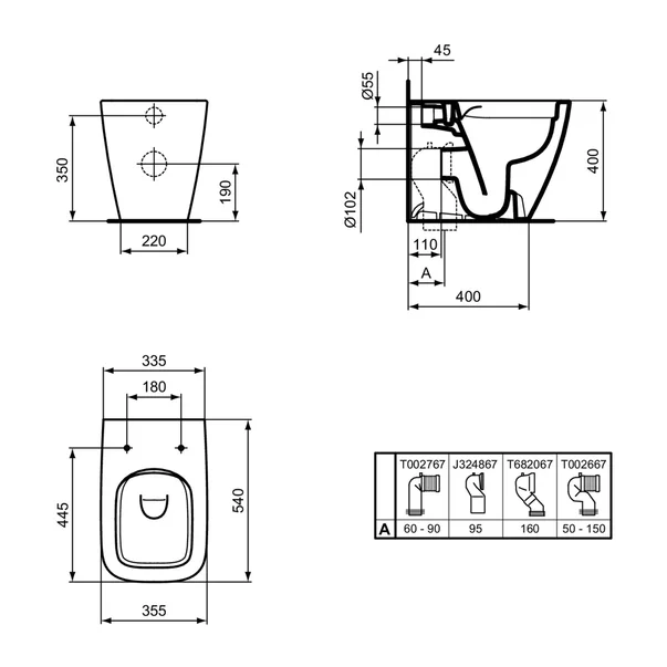 Vas WC pe pardoseala Ideal Standard i.life B alb BTW rimless [3]