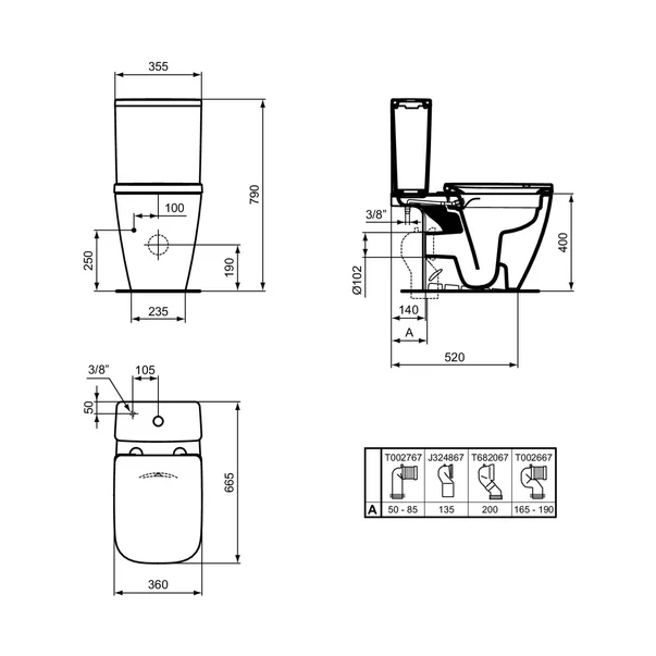 Vas WC pe pardoseala Ideal Standard i.life B cu functie bideu alb rimless [6]