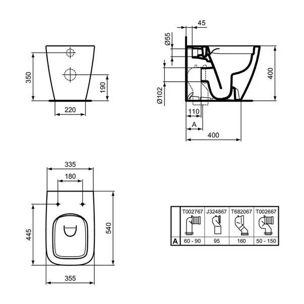 Vas WC pe pardoseala Ideal Standard i.life B gri lucios BTW rimless [3]