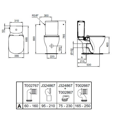 Vas wc pe pardoseala Ideal Standard Tesi AquaBlade pentru rezervor asezat [2]