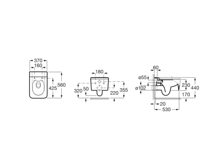 Vas WC Roca A346537640, 370 mm, 560 mm, 350 mm, 1 functii speciale, suprafata antiaderent, suspendat, Antracit [2]