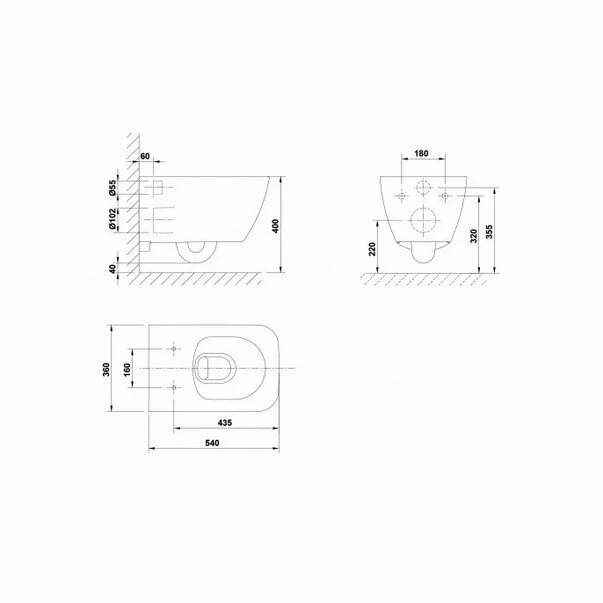 Vas WC suspendat Gala Emma Square Rimless alb lucios [3]