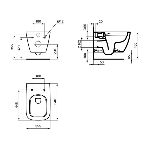 Vas WC suspendat rimless Ideal Standard I.life B gri lucios [3]