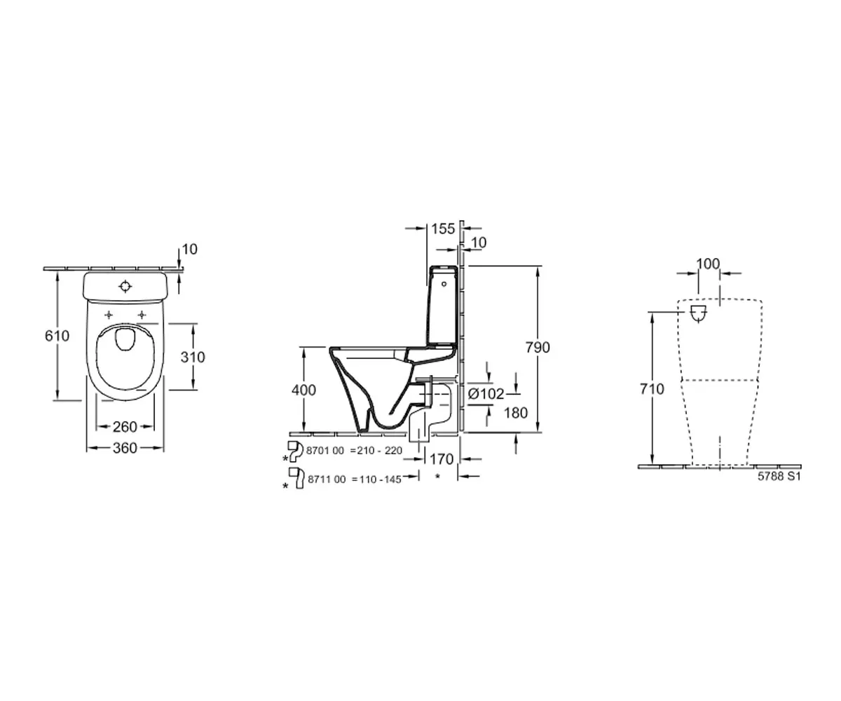 Vas WC Villeroy & Boch O.novo, pe podea, Rimless, fara capac/rezervor, alb, 4625R001 [5]
