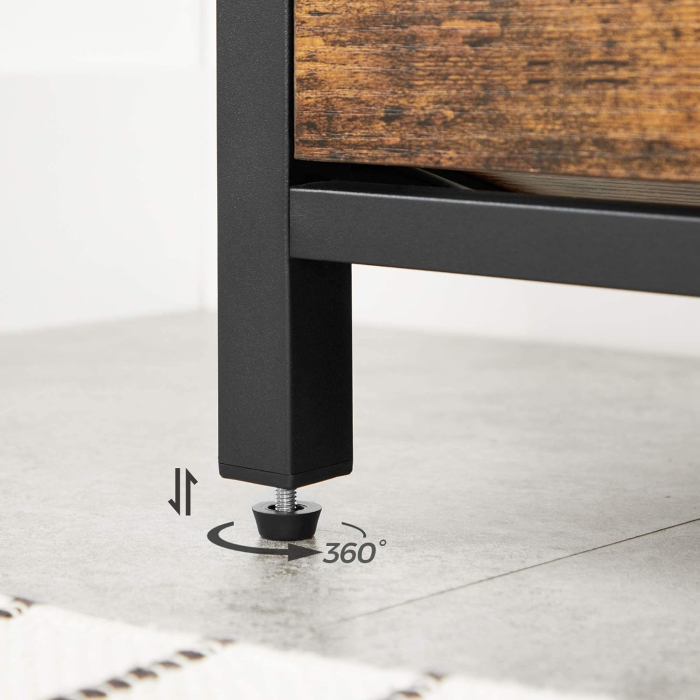 VASAGLE Banca cu organizator pantofi, cu clapeta, 30x80x51cm, industrial vintage, maro cu negru [2]