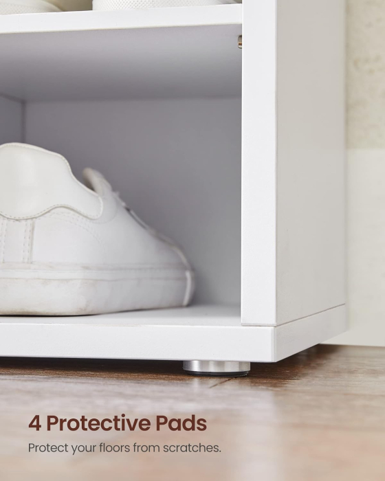VASAGLE Banca pentru hol cu suport pentru pantofi, 15 compartimente, cu perna, 30x105x48cm, alb [7]