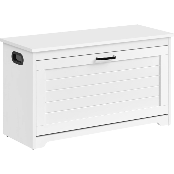 Bancuta pentru pantofi cu usa rabatabila si compartiment interior reglabil, 80x30x46 cm, alb [2]