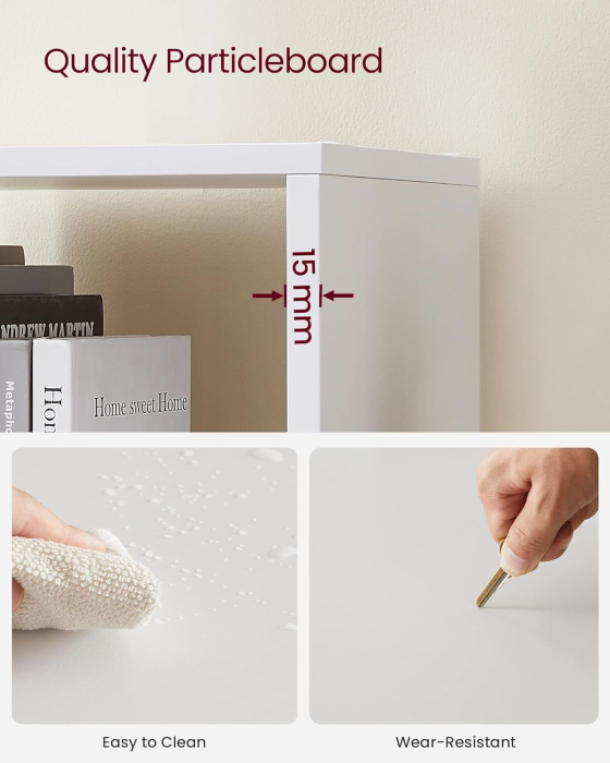 VASAGLE Biblioteca cu 10 compartimente, unitate de depozitare pentru decoratiuni, din lemn, 29x129x129cm, alb [5]