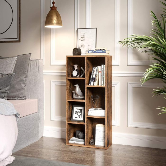 Biblioteca cu 7 compartimente deschise, MDF, 50x24x106cm, maro rustic [6]