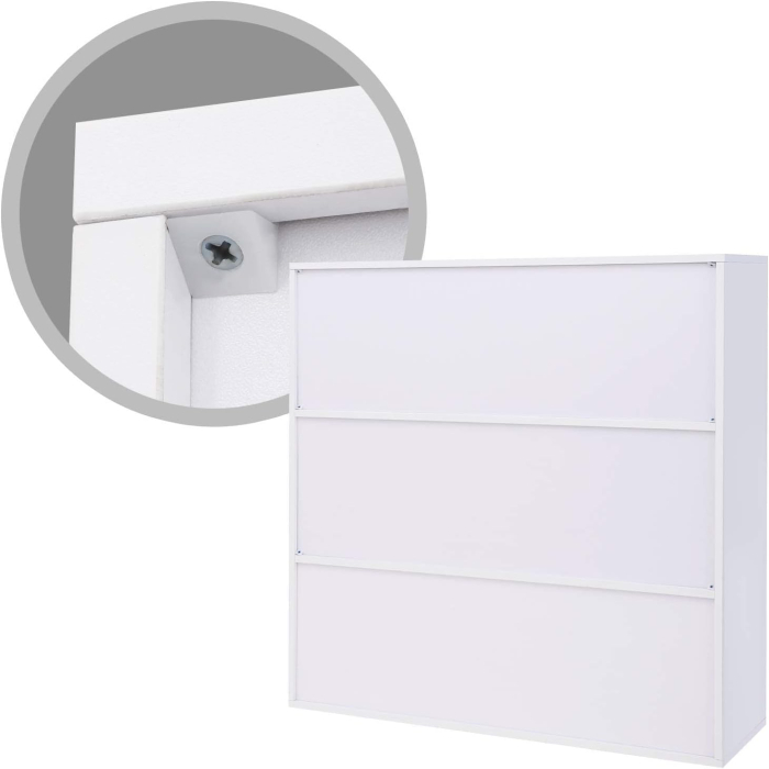 Biblioteca din lemn, cu 9 cuburi, 3 dulapuri inferioare, 98x98x29cm, alb [8]