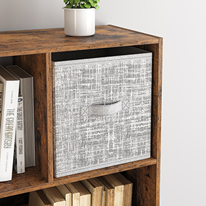 Biblioteca, raft cu 8 unitati de depozitare, pentru living, din lemn, 97x30x100cm, maro rustic [12]
