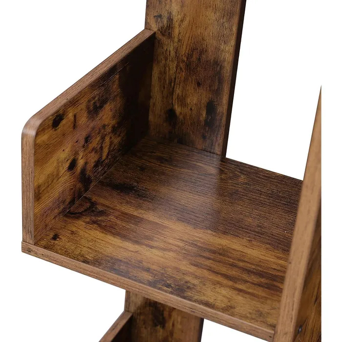 Biblioteca stil arbore, cu 8 rafturi de depozitare, colturi rotunjite, 50x25x140 cm, maro rustic [4]