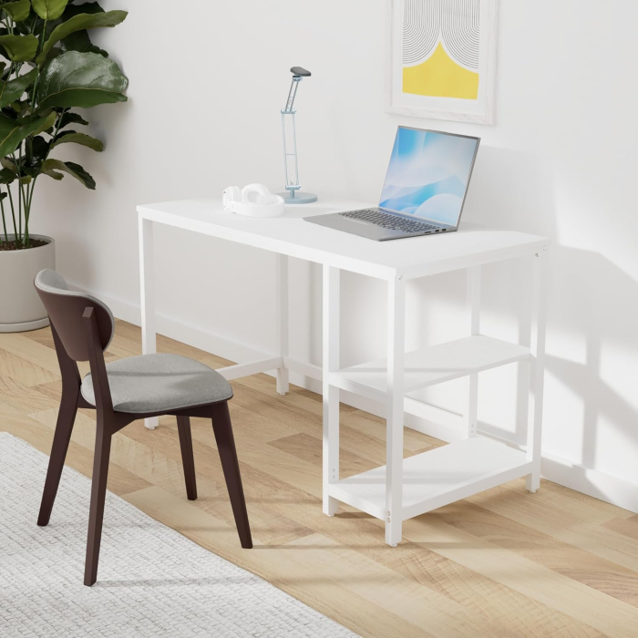 Birou cu 2 rafturi stanga sau dreapta, stil industrial, 60x120x76 cm, alb [8]