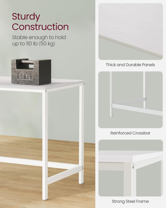 Birou cu 2 rafturi stanga sau dreapta, stil industrial, 60x120x76 cm, alb [5]