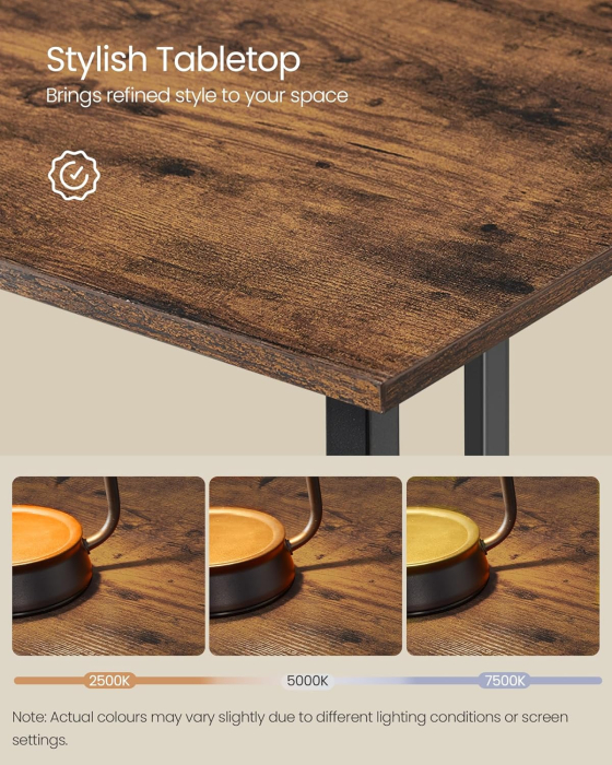 Birou de colt in forma de L, cu 2 rafturi de depozitare, 130x130x76 cm, industrial, maro rustic [7]