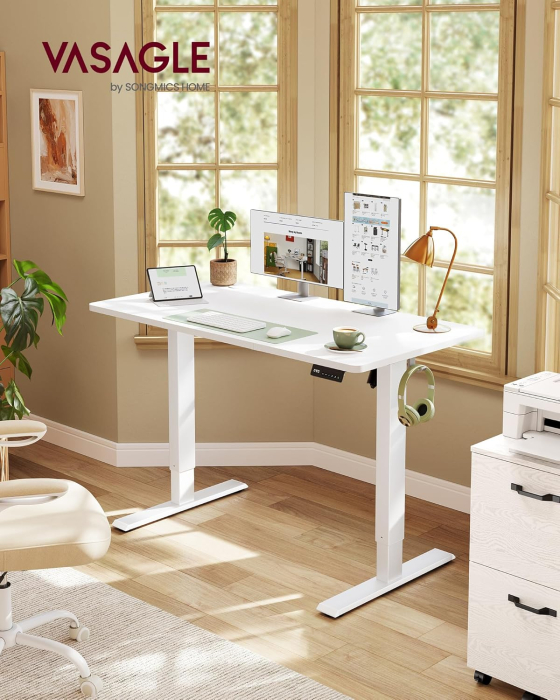 Birou electric reglabil pe inaltime, cadru metalic, functie memorie 4 pozitii, 120x60x(72-120) cm, alb [2]