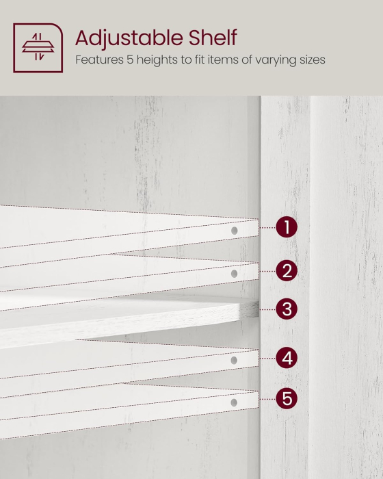 Comoda cu sertar si dulap cu raft reglabil, stil country, 80x40x80 cm, alb rustic [3]