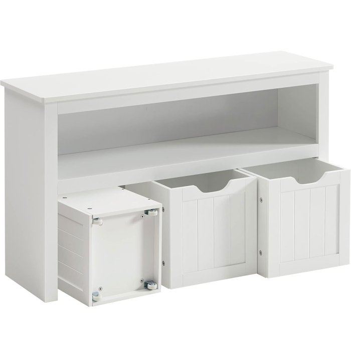 VASAGLE Comoda cu spatiu depozitare jucarii, 3 dulapuri mobile, 102x30x60 cm, alb [1]