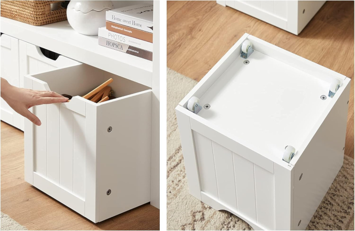 VASAGLE Comoda cu spatiu depozitare jucarii, 3 dulapuri mobile, 102x30x60 cm, alb [6]