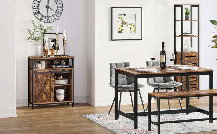 VASAGLE Comoda depozitare cu usa glisanta tip hambar, 70x30x80 cm, maro rustic [12]