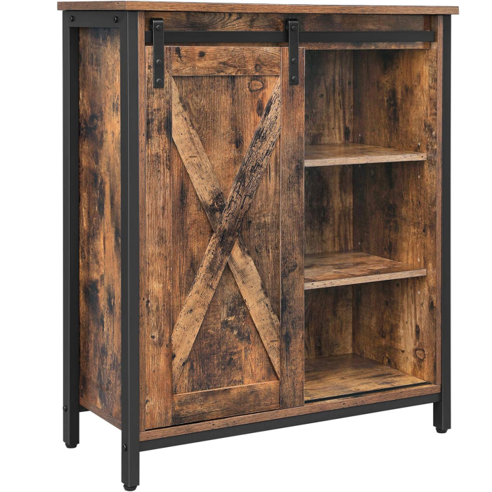 VASAGLE Comoda tip bufet cu usa glisanta si rafturi reglabile, stil industrial, 70x30x80cm, maro rusitc [1]