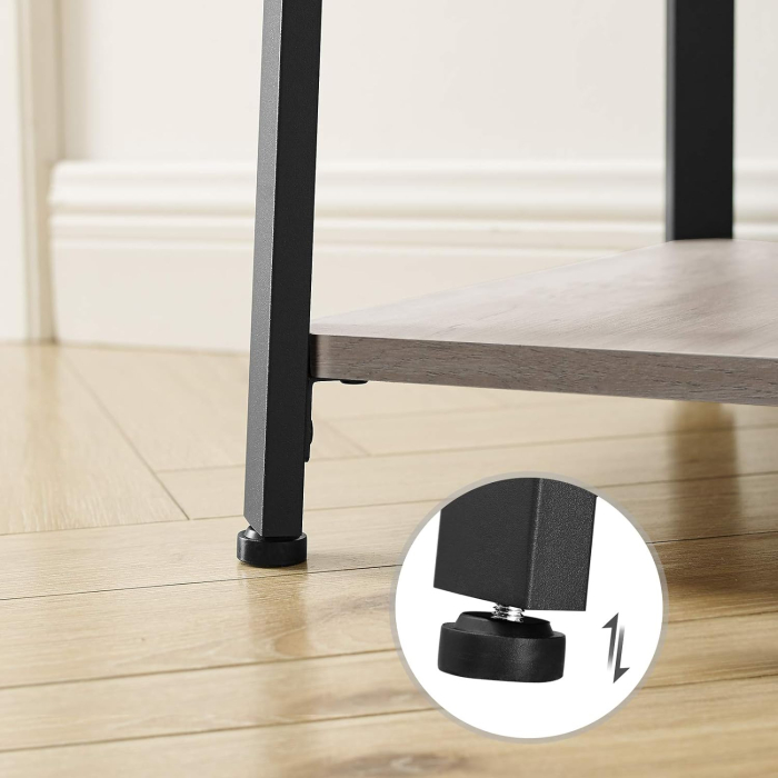 Cuier de haine cu 3 rafturi, suport cu carlige, din otel, 43x43x180 cm, stil industrial, gri si negru [7]