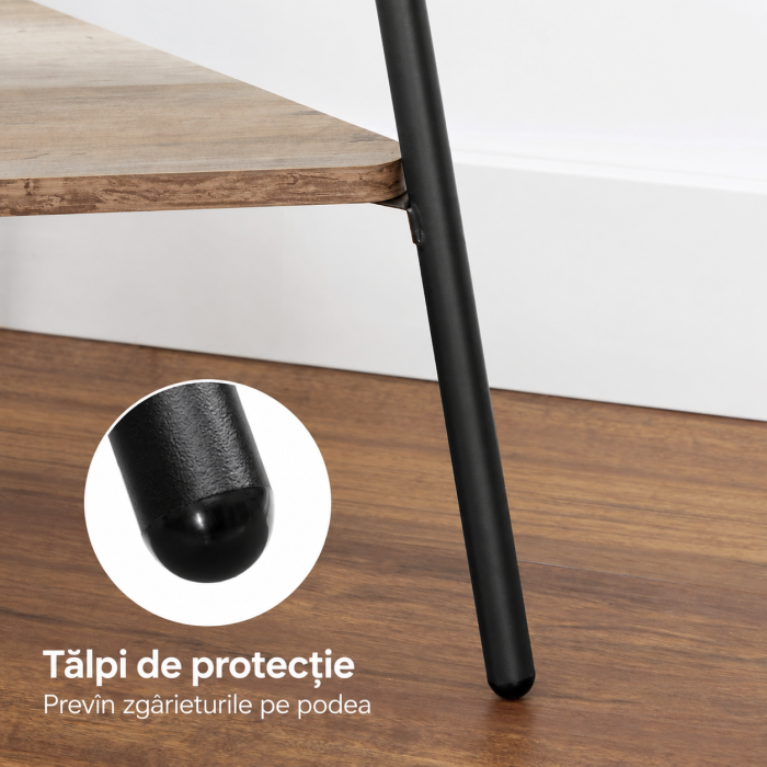 Cuier de podea cu carlige pentru haine, palarii si genti, 2 rafturi pentru depozitare, design industrial compact pentru hol si dressing, struc [3]