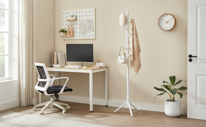 VASAGLE Cuier pentru haine, din lemn masiv, tip pom, cu 8 carlige, 175cm, alb [3]