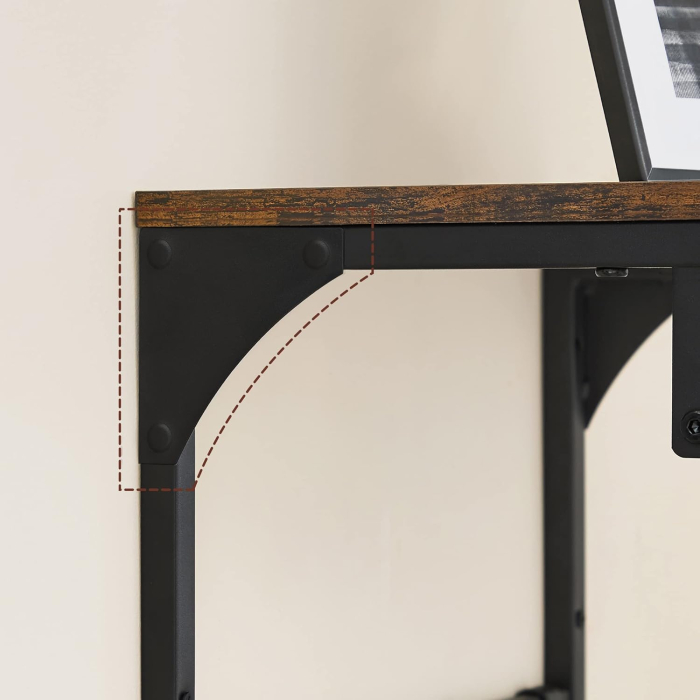 Cuier perete cu 8 carlige si polita, 40x24x24 cm, maro rustic si negru [10]