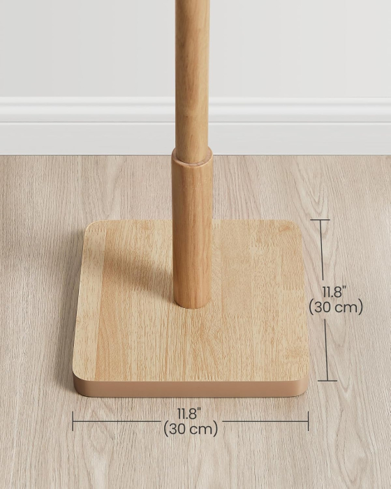 Cuier tip copac din lemn masiv, cu 8 carlige si baza patrata, 30x30x176 cm, bej natural [7]