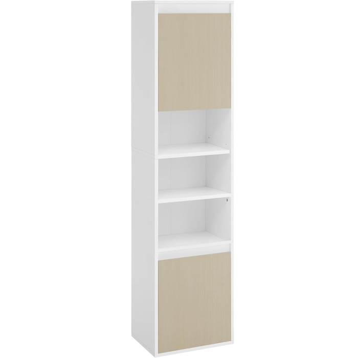 VASAGLE Dulap baie cu montare pe podea sau perete, 7 compartimente, 30x40x160 cm, alb bej [1]