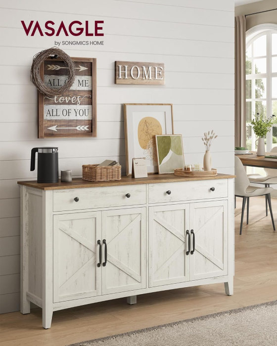 Dulap bufet rustic pentru living, bucatarie si dining, cu sertar spatios si 2 separatoare reglabile, dulap inferior cu raft ajustabil pe 5 niv [4]