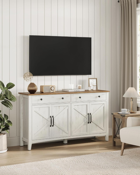 Dulap bufet rustic pentru living, bucatarie si dining, cu sertar spatios si 2 separatoare reglabile, dulap inferior cu raft ajustabil pe 5 niv [2]
