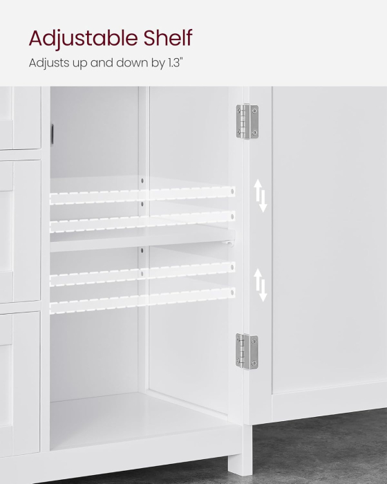 Dulap baie 3 sertare dulap raft reglabil mdf, 60x30x80 cm, depozitare eficienta, alb [6]