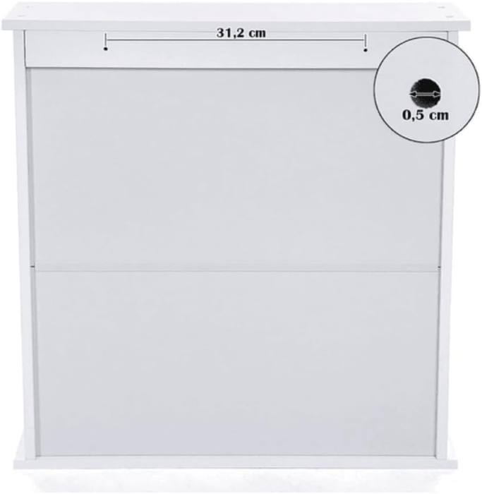 VASAGLE Dulap de baie de perete cu oglinda, 2 usi, compartiment deschis, rafturi reglabile, 13x56x58cm, alb [8]