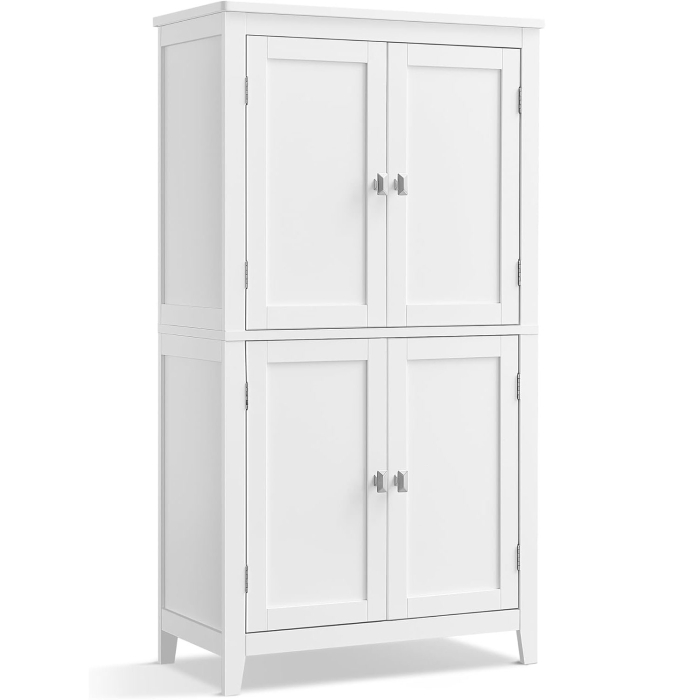 VASAGLE Dulap de baie, din MDF, cu 2 compartimente si 4 usi, rafturi reglabile, 30x60x110cm, alb [1]