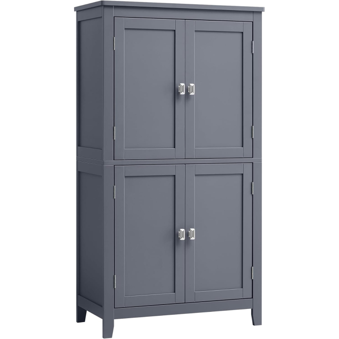 VASAGLE Dulap de baie, din MDF, cu 2 compartimente si 4 usi, rafturi reglabile, 30x60x110cm, gri inchis [1]