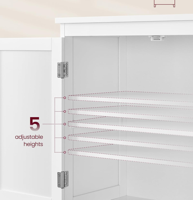 Dulap de baie, din MDF, cu 2 sertare si 2 usi, raft reglabil, 30x60x110cm, alb [5]