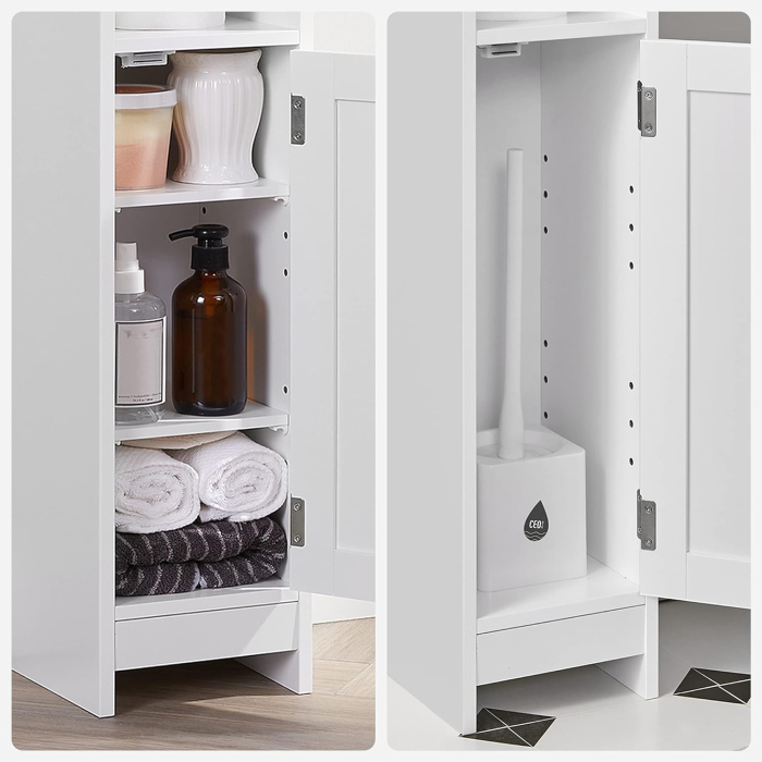 Dulap de baie, pentru spatii inguste, cu rafturi si usa, 18x20x80 cm, alb [6]