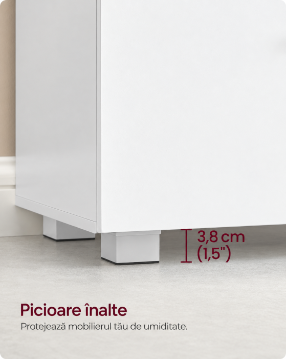 Dulap de baie sub lavoar cu 2 sertare glisante si 6 compartimente pentru organizare, compatibil cu lavoare fara piedestal, (nu include lavoar) [5]