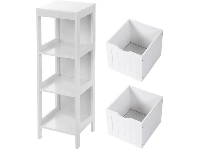 VASAGLE Dulap de podea pentru baie, multifunctional, 2 sertare, 30x30x89cm, alb [13]
