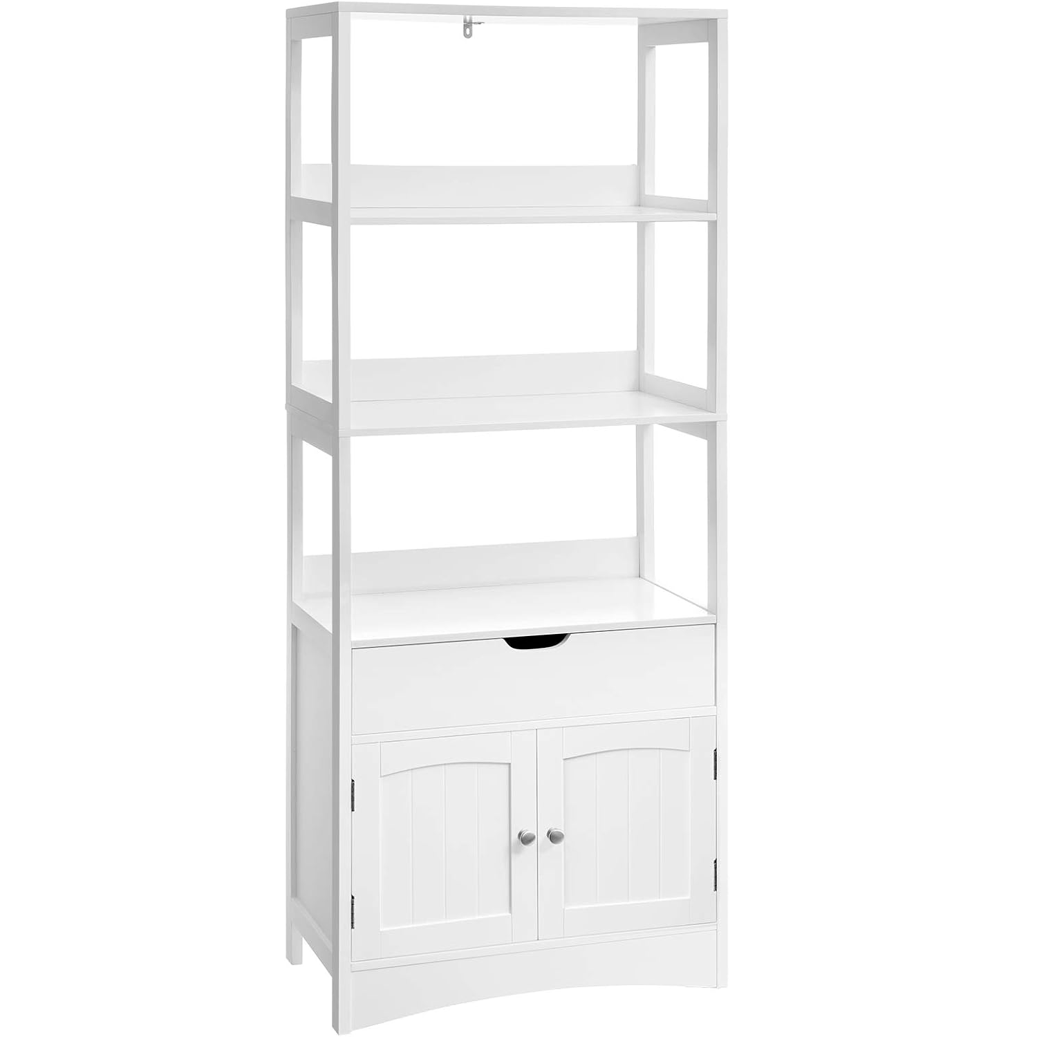 Dulap inalt baie cu 3 rafturi, 1 sertar si 1 dulap, din MDF, 60x33x154 cm, alb [1]