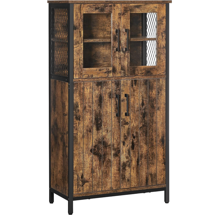 VASAGLE Dulap multifunctional pentru baie, stil industrial, 60x30x108cm, maro rustic si negru [1]